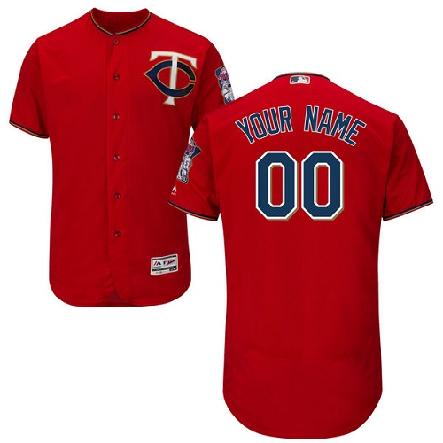 Men's Majestic Minnesota Twins Customized Authentic Scarlet Alternate Flex Base Authentic Collection MLB Jersey