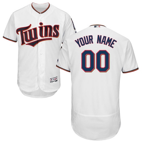 Men's Majestic Minnesota Twins Customized White Home Flex Base Authentic Collection MLB Jersey