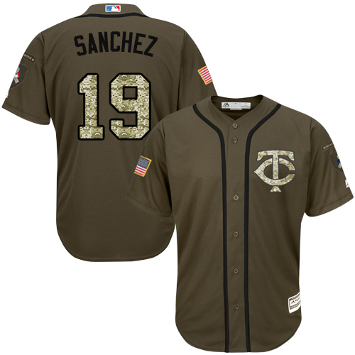 Youth Majestic Minnesota Twins #19 Anibal Sanchez Authentic Green Salute to Service MLB Jersey