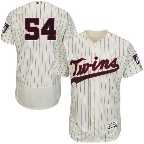 Men's Majestic Minnesota Twins #54 Ervin Santana Authentic Cream Alternate Flex Base Authentic Collection MLB Jersey