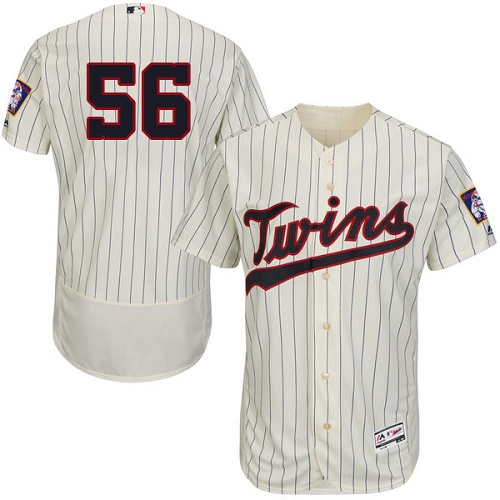 Men's Majestic Minnesota Twins #56 Fernando Rodney Cream Alternate Flex Base Authentic Collection MLB Jersey