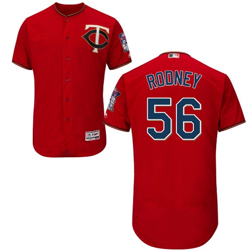 Men's Majestic Minnesota Twins #56 Fernando Rodney Scarlet Alternate Flex Base Authentic Collection MLB Jersey