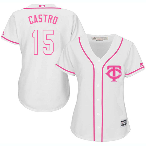 Women's Majestic Minnesota Twins #15 Jason Castro Replica White Fashion Cool Base MLB Jersey