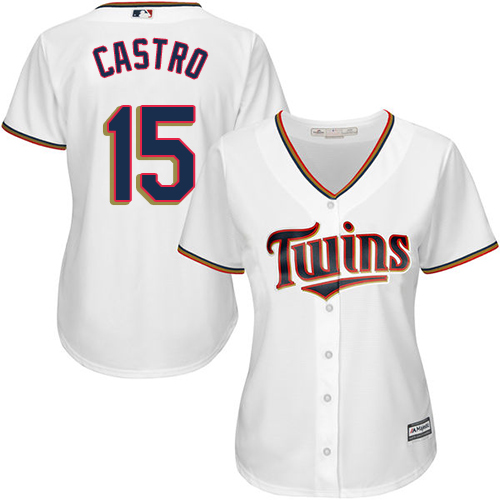 Women's Majestic Minnesota Twins #15 Jason Castro Replica White Home Cool Base MLB Jersey