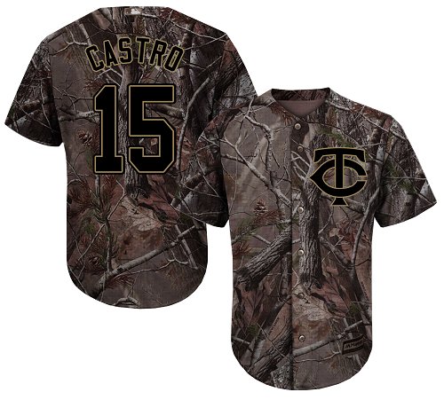 Youth Majestic Minnesota Twins #15 Jason Castro Authentic Camo Realtree Collection Flex Base MLB Jersey