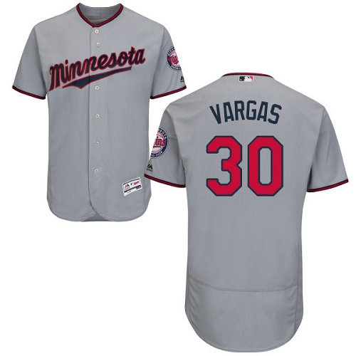 Men's Majestic Minnesota Twins #30 Kennys Vargas Authentic Grey Road Cool Base MLB Jersey
