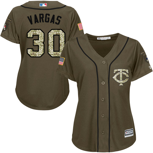 Women's Majestic Minnesota Twins #30 Kennys Vargas Authentic Green Salute to Service MLB Jersey