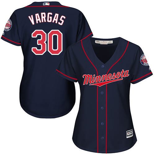 Women's Majestic Minnesota Twins #30 Kennys Vargas Authentic Navy Blue Alternate Road Cool Base MLB Jersey