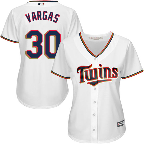 Women's Majestic Minnesota Twins #30 Kennys Vargas Replica White Home Cool Base MLB Jersey