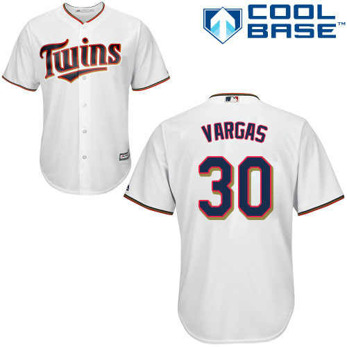 Youth Majestic Minnesota Twins #30 Kennys Vargas Replica White Home Cool Base MLB Jersey