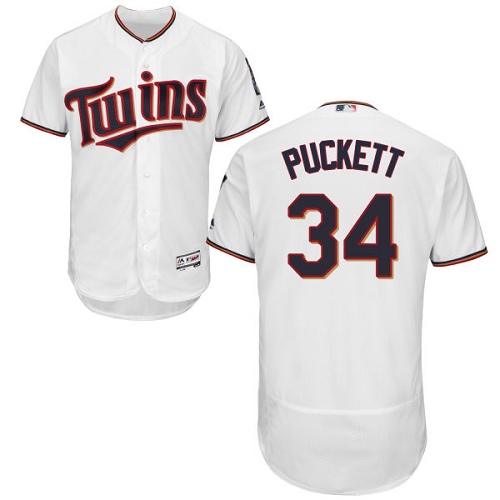 Men's Majestic Minnesota Twins #34 Kirby Puckett White Home Flex Base Authentic Collection MLB Jersey