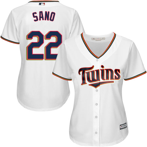 Women's Majestic Minnesota Twins #22 Miguel Sano Replica White Home Cool Base MLB Jersey