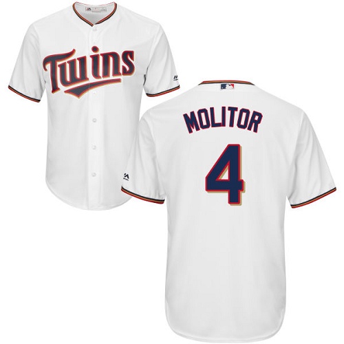 Youth Majestic Minnesota Twins #4 Paul Molitor Authentic White Home Cool Base MLB Jersey