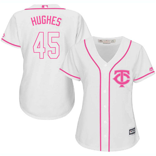 Women's Majestic Minnesota Twins #45 Phil Hughes Replica White Fashion Cool Base MLB Jersey