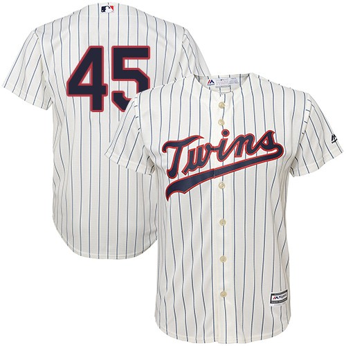 Youth Majestic Minnesota Twins #45 Phil Hughes Authentic Cream Alternate Cool Base MLB Jersey