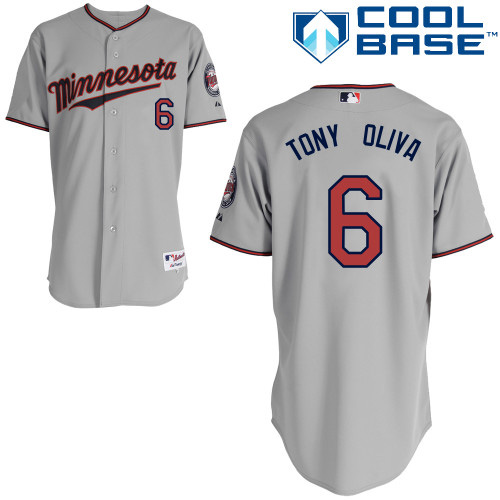 Men's Majestic Minnesota Twins #6 Tony Oliva Authentic Grey Road Cool Base MLB Jersey