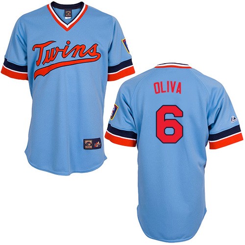 Men's Majestic Minnesota Twins #6 Tony Oliva Replica Light Blue Cooperstown Throwback MLB Jersey