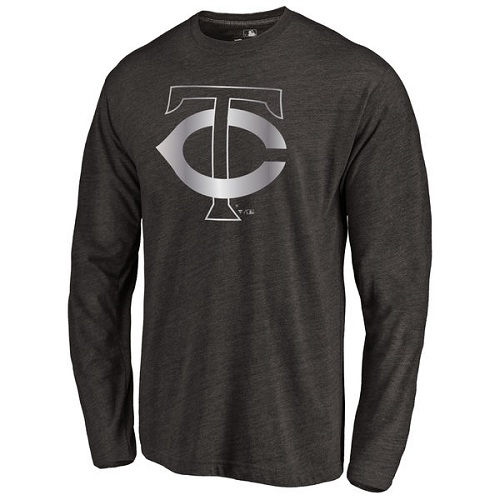 MLB Minnesota Twins Platinum Collection Long Sleeve Tri-Blend T-Shirt - Black